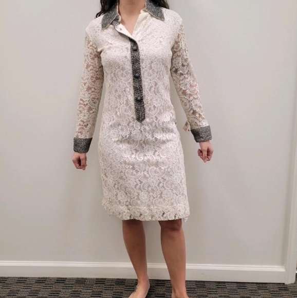 Vintage MCM Charles & Co Lace and beaded dress - Picture 1 of 11